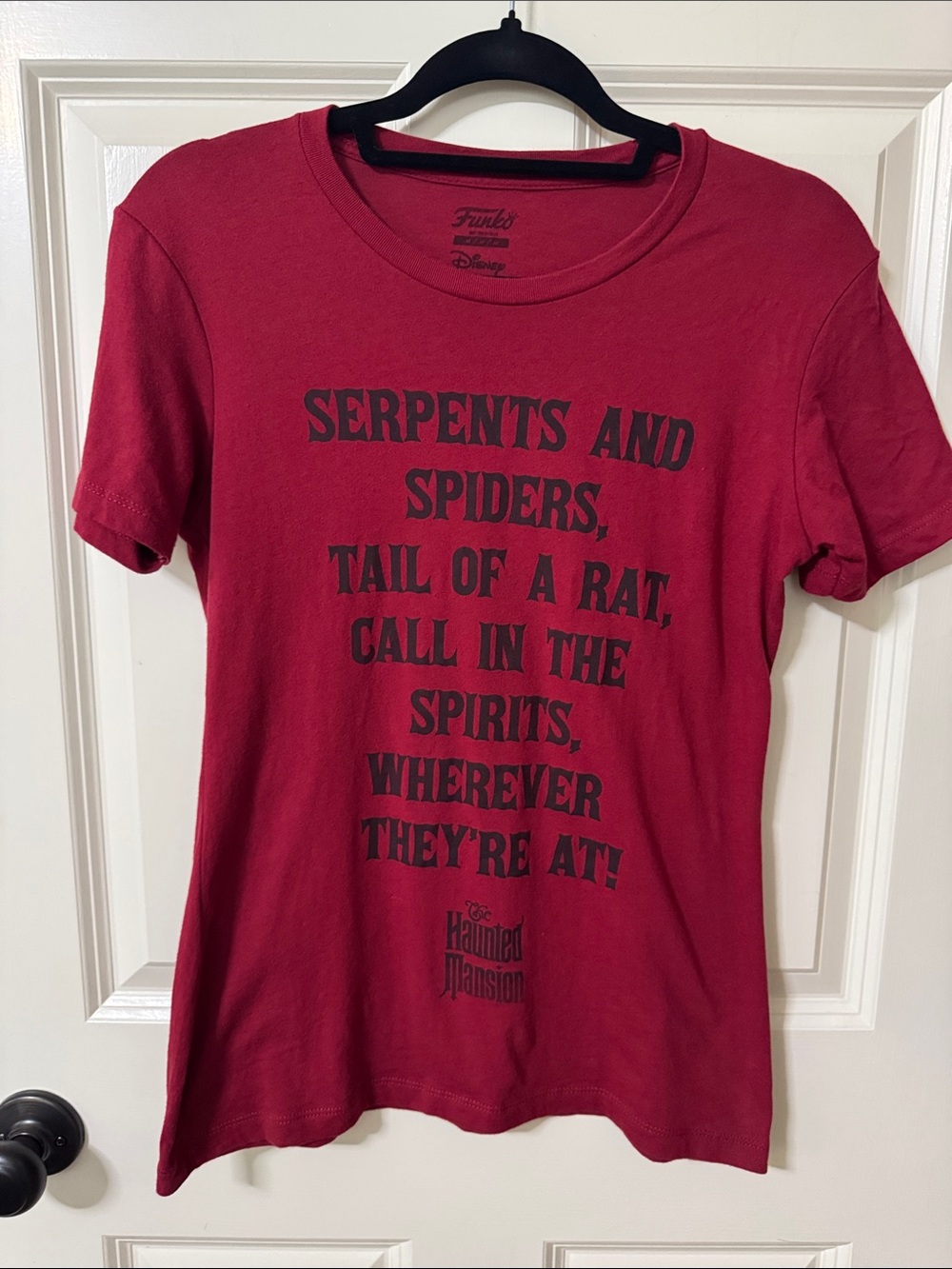 Funko Women's Deep Red Short Sleeve Tee - Disney’s Haunted Mansion.